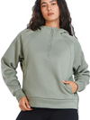 Women's Fleece Cropped Hoodies Quarter Zip Pullover Cotton Sweatshirts