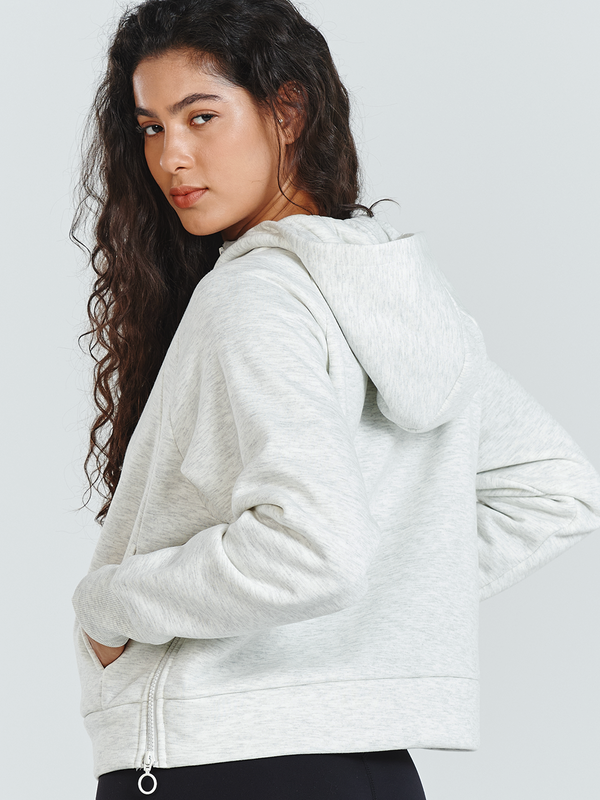 Women's Fleece Cropped Hoodies Quarter Zip Pullover Cotton Sweatshirts