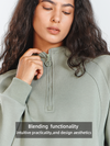 Women's Fleece Cropped Hoodies Quarter Zip Pullover Cotton Sweatshirts