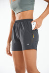 ALLZERO Women's Dark Grey Hiking 5" Shorts with Zip Pocket Quick Dry for Running