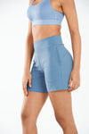 ALLZERO Women's Grey Blue Bermuda 6" Shorts with Pockets High Waisted for Yoga