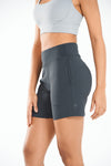 ALLZERO Women's Dark Grey Bermuda 6" Shorts with Pockets High Waisted for Yoga
