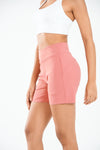 ALLZERO Women's Sea Pink Bermuda 6" Shorts with Pockets High Waisted for Yoga
