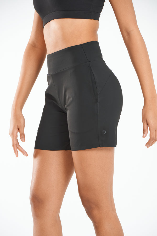ALLZERO Women's Black Bermuda 6" Shorts with Pockets High Waisted for Yoga