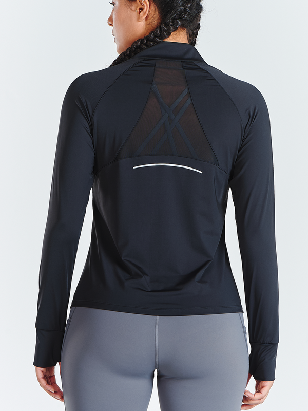 ALLZERO Women's Workout Jacket Long Sleeve Stretchy for Running Biker