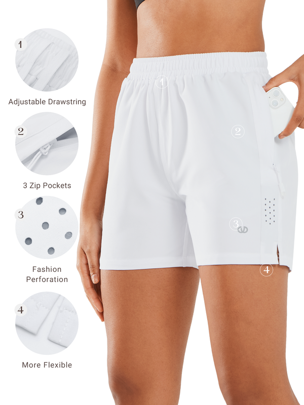 ALLZERO Women's Hiking 5" Shorts with Zip Pocket Quick Dry for Running