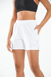 ALLZERO Women's White Hiking 5" Shorts with Zip Pocket Quick Dry for Running