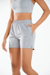 ALLZERO Women's Light Grey Hiking 5" Shorts with Zip Pocket Quick Dry for Running