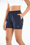 ALLZERO Women's Navy Hiking 5" Shorts with Zip Pocket Quick Dry for Running