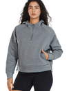 Women's Fleece Cropped Hoodies Quarter Zip Pullover Cotton Sweatshirts