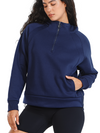 Women's Fleece Cropped Hoodies Quarter Zip Pullover Cotton Sweatshirts
