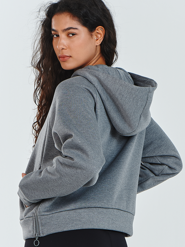 Women's Fleece Cropped Hoodies Quarter Zip Pullover Cotton Sweatshirts