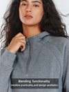 Women's Fleece Cropped Hoodies Quarter Zip Pullover Cotton Sweatshirts
