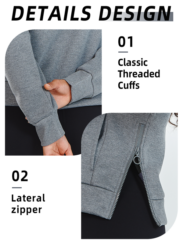 Women's Fleece Cropped Hoodies Quarter Zip Pullover Cotton Sweatshirts