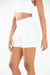 ALLZERO Women's White Bermuda 6" Shorts with Pockets High Waisted for Yoga