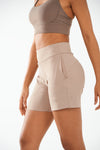 ALLZERO Women's Taupe Bermuda 6" Shorts with Pockets High Waisted for Yoga