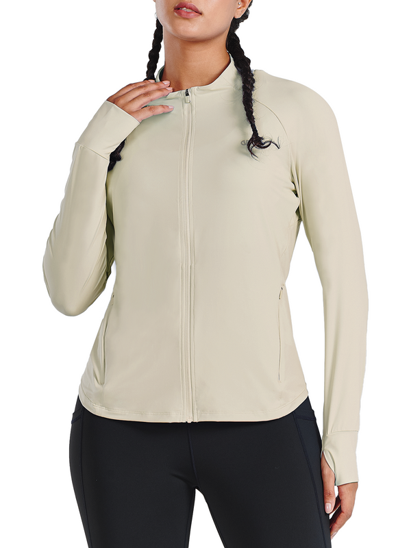 ALLZERO Women's Workout Jacket Long Sleeve Stretchy for Running Biker