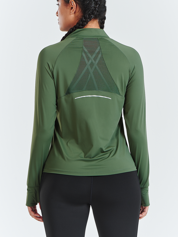 ALLZERO Women's Workout Jacket Long Sleeve Stretchy for Running Biker