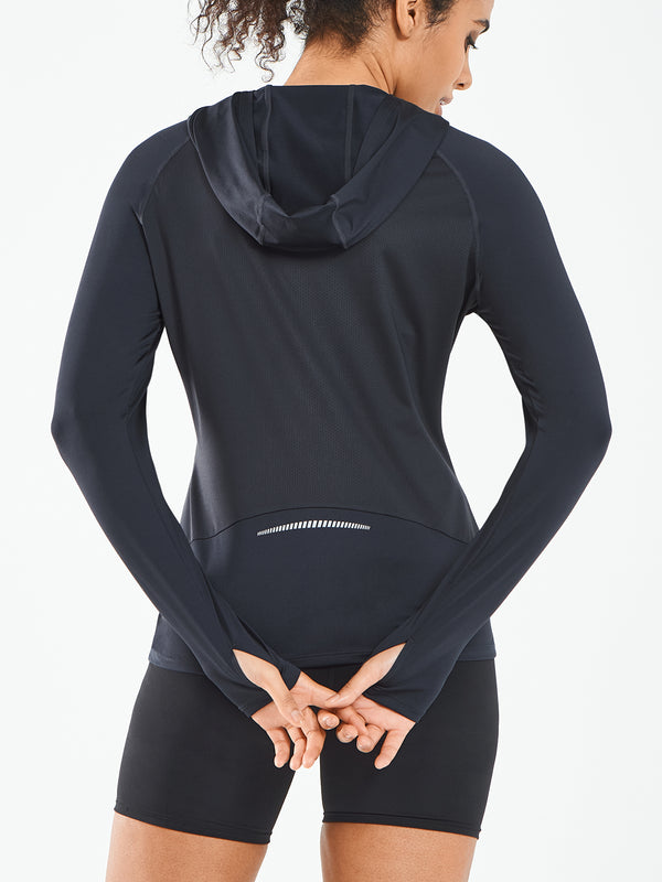 ALLZERO Women's Sun Protection Hoodie Shirts Long Sleeve for Running