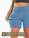 ALLZERO Women's Bermuda 6" Shorts with Pockets High Waisted for Yoga